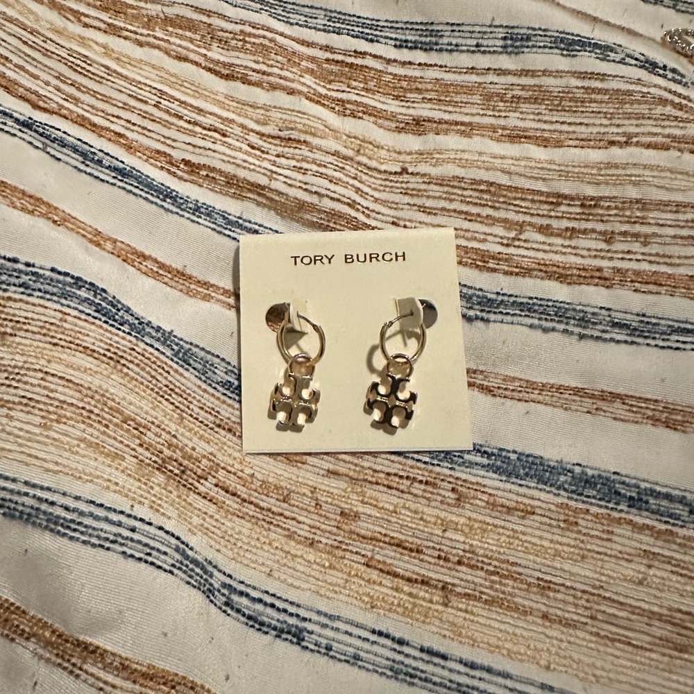 Tory Burch Gold Drop Huggie Earrings